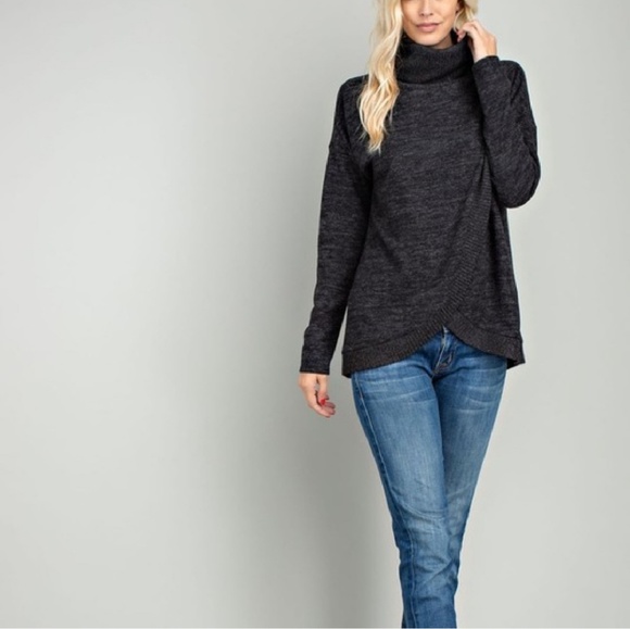 143 Cherry by Line Up Sweaters - 143 Cherry Sweater - Charcoal - Cowl Neck - sz L